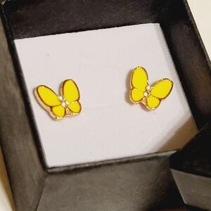 Yellow Butterfly Stud Earrings